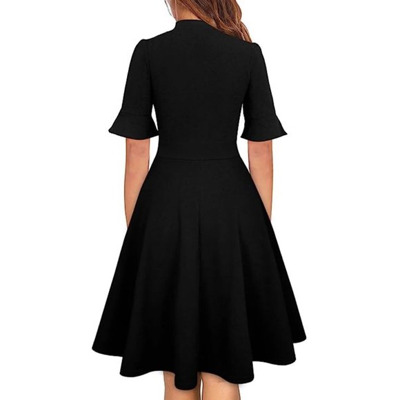 RANPHEE Bow Tie Neck A-Line Fit Flare Dress S *NWT* - Picture 2 of 4